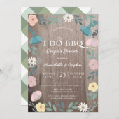 Bloemen hout rustiek Ik doe BBQ koppels douche Kaart (Voorkant / Achterkant)