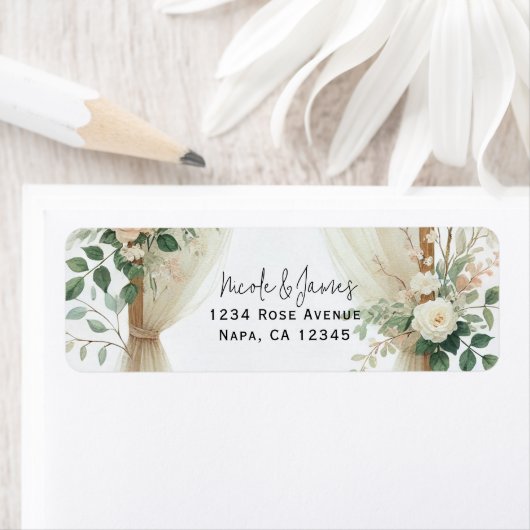 Bloemen Houten Boog Greenery Rozen Rustieke bruilo Etiket (Insitu)