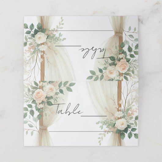 Bloemen Houten Boog Greenery Rozen Rustieke bruilo Plaatskaartje (Buitenkant ongevouwen)