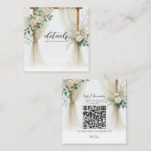 Bloemen Houten Boog Greenery Rozen Trouwdetails Vierkante Visitekaartje (Voorkant / Achterkant)