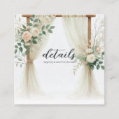 Bloemen Houten Boog Greenery Rozen Trouwdetails Vierkante Visitekaartje (Voorkant)