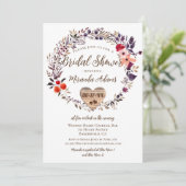 Bloemen Houten Hart Rustiek Vrijgezellenfeest Kaart (Staand voorkant)