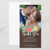 Bloemen & Houtkorrel Trouwfoto Bedankt (Voorkant / Achterkant)