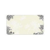  Bloemen Houtskool en Ivoor Bruiloft Labels (Voorkant)