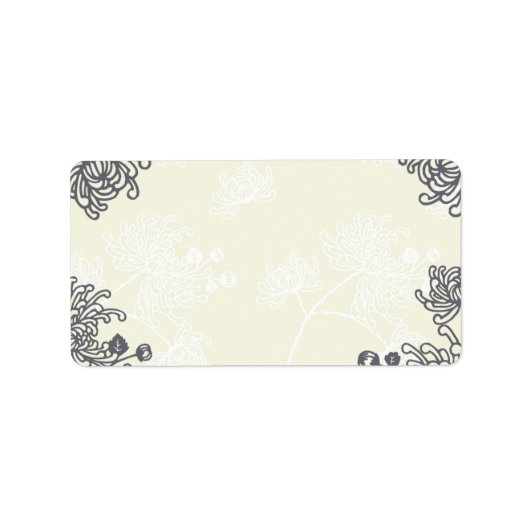  Bloemen Houtskool en Ivoor Bruiloft Labels (Voorkant)