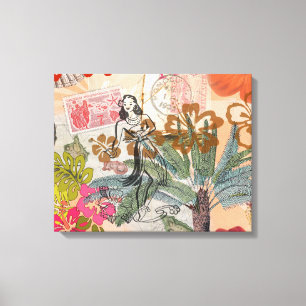  bloemen Hula Colorful Hawaiian Tropical Canvas Afdruk