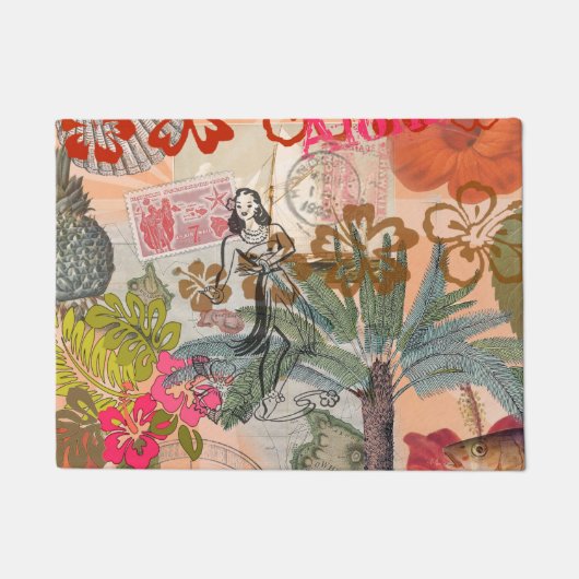 bloemen Hula Colorful Hawaiian Tropical Deurmat (Voorkant)