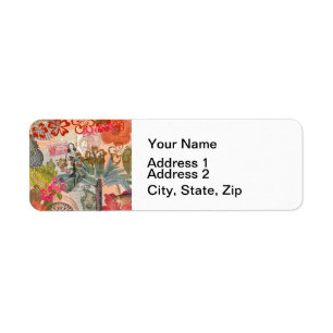  bloemen Hula Colorful Hawaiian Tropical Etiket