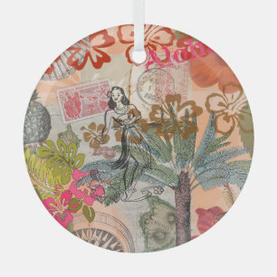 bloemen Hula Colorful Hawaiian Tropical Glas Ornament