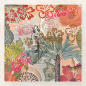  bloemen Hula Colorful Hawaiian Tropical Glazen Onderzetter (Voorkant)