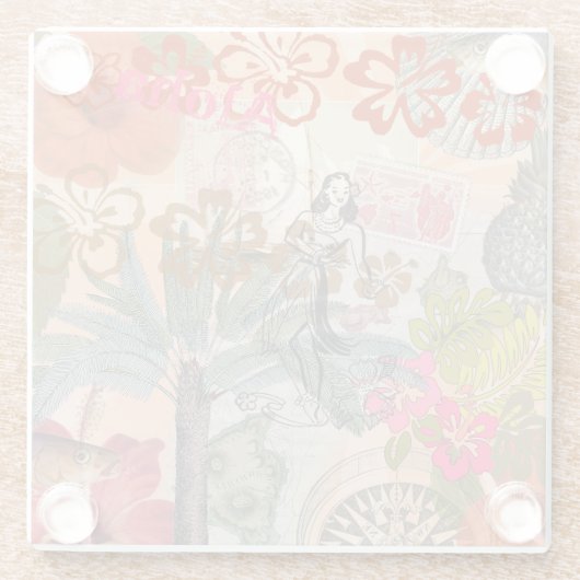  bloemen Hula Colorful Hawaiian Tropical Glazen Onderzetter (Achterkant)