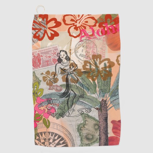  bloemen Hula Colorful Hawaiian Tropical Golfhanddoek (Voorkant)