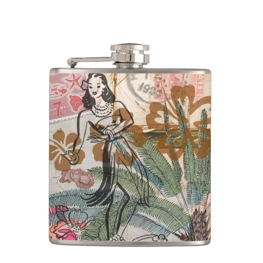 bloemen Hula Colorful Hawaiian Tropical Heupfles (Voorkant)