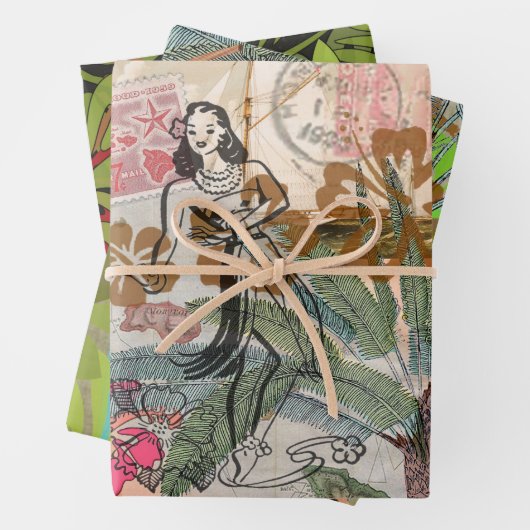 bloemen Hula Colorful Hawaiian Tropical Inpakpapier Vel (In situ)