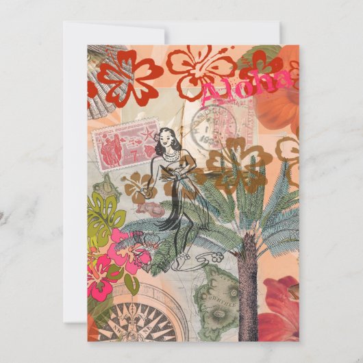  bloemen Hula Colorful Hawaiian Tropical Kaart (Achterkant)