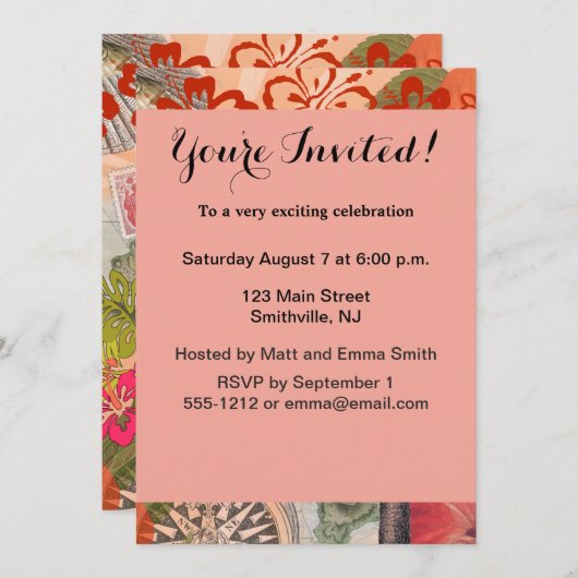  bloemen Hula Colorful Hawaiian Tropical Kaart (Voorkant / Achterkant)