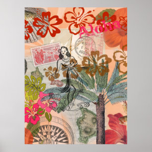 bloemen Hula Colorful Hawaiian Tropical Poster