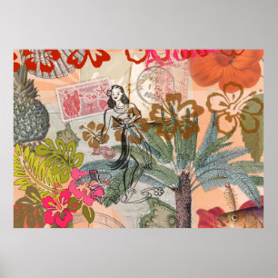  bloemen Hula Colorful Hawaiian Tropical Poster