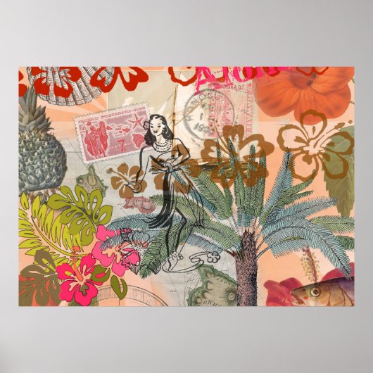 bloemen Hula Colorful Hawaiian Tropical Poster (Voorkant)