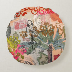 bloemen Hula Colorful Hawaiian Tropical Rond Kussen