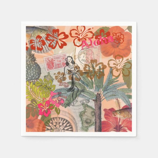 bloemen Hula Colorful Hawaiian Tropical Servet (Voorkant)
