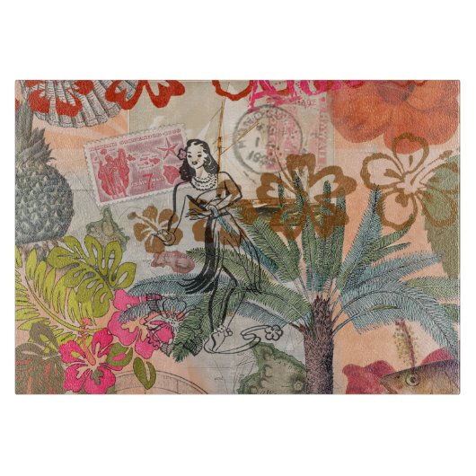 bloemen Hula Colorful Hawaiian Tropical Snijplank (Voorkant)