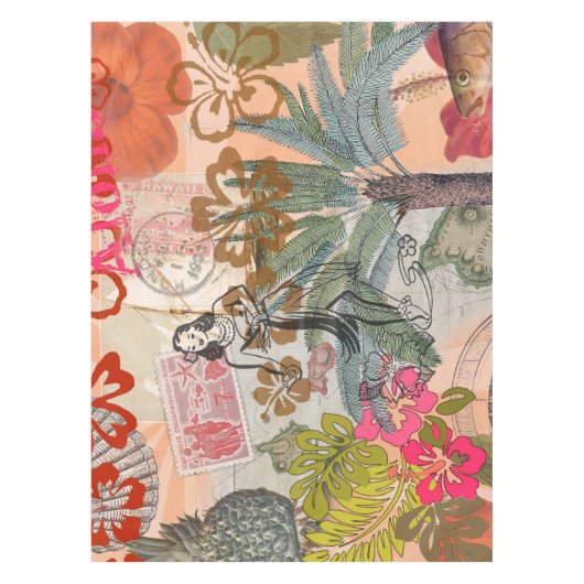  bloemen Hula Colorful Hawaiian Tropical Tafelkleed (Voorkant)