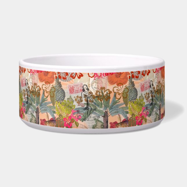  bloemen Hula Colorful Hawaiian Tropical Voerbakje (Voorkant)