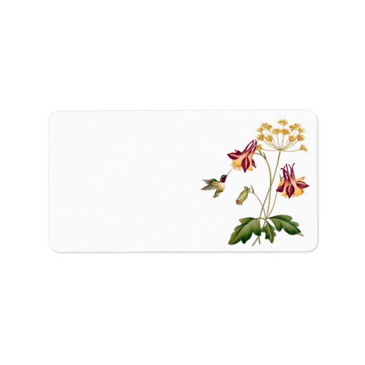 Bloemen Hummingbird Botanische Tuin Etiket (Voorkant)