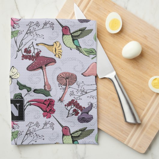 Bloemen Hummingbird Garden Lavendel Paarse Theedoek (Quarter Fold)