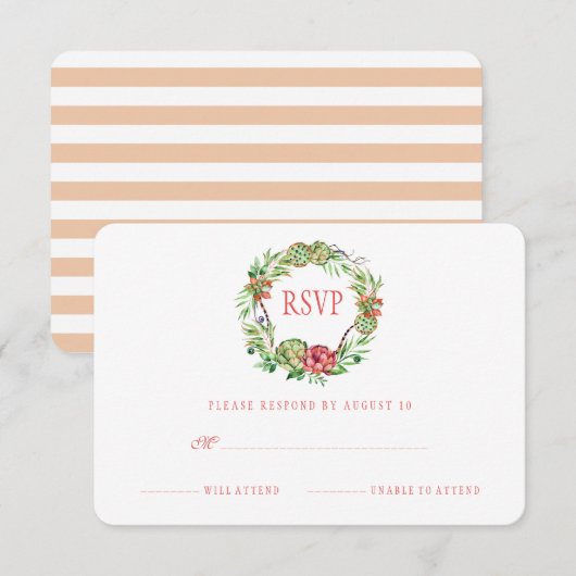  Bloemen Huwelijk Succulent | RSVP Kaartje (Voorkant / Achterkant)