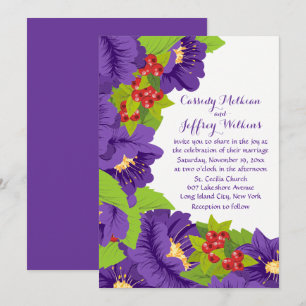 Bloemen Huwelijk Waterverf Purple Flowers Kaart