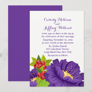 Bloemen Huwelijk Waterverf Purple Flowers Kaart