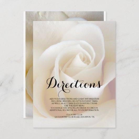 Bloemen Huwelijks Richtingen Insteekkaart Kaart (Voorkant / Achterkant)