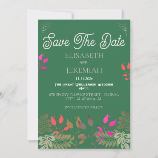 Bloemen Huwelijksfoto Save the Date Aankondiging (Voorkant)