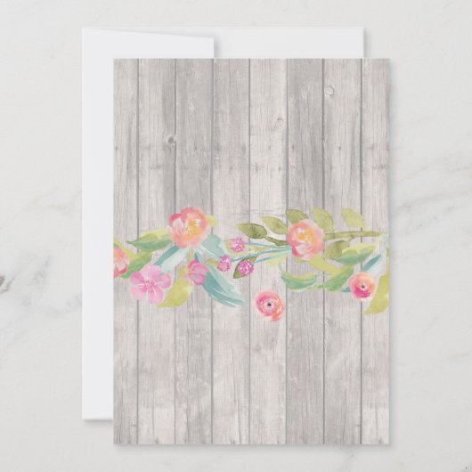 Bloemen Huwelijksuitnodiging Hout Rustieke String  Kaart (Achterkant)