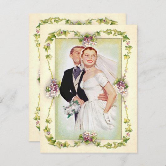  bloemen, huwelijksuitnodiging, uitnodiging briefkaart (Voorkant / Achterkant)