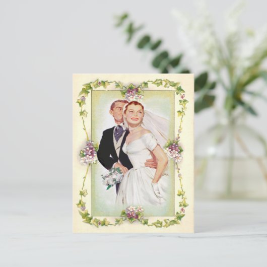  bloemen, huwelijksuitnodiging, uitnodiging briefkaart (Staand voorkant)