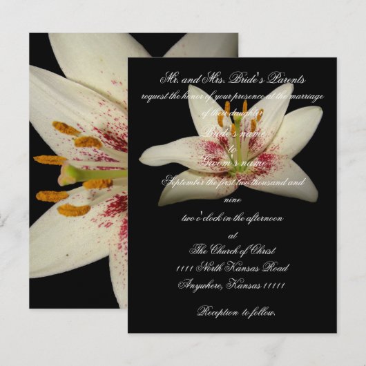 Bloemen Huwelijksuitnodiging witte lelie Uitnodiging Briefkaart (Voorkant / Achterkant)
