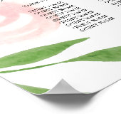 Bloemen Huwelijkszitplaatskaartposter Roze 40x50cm Poster (Hoek)