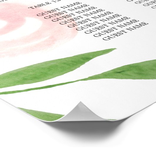 Bloemen Huwelijkszitplaatskaartposter Roze 40x50cm Poster (Hoek)