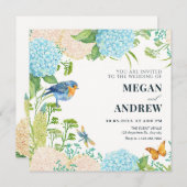Bloemen Hydrangea Bird Butterfly bruiloft Kaart (Voorkant / Achterkant)