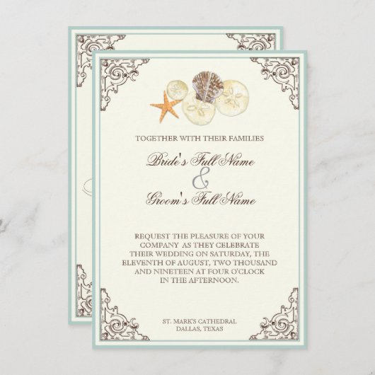 Bloemen Hydrangea Bloem Seashell Swirls Beach Kaart (Voorkant / Achterkant)