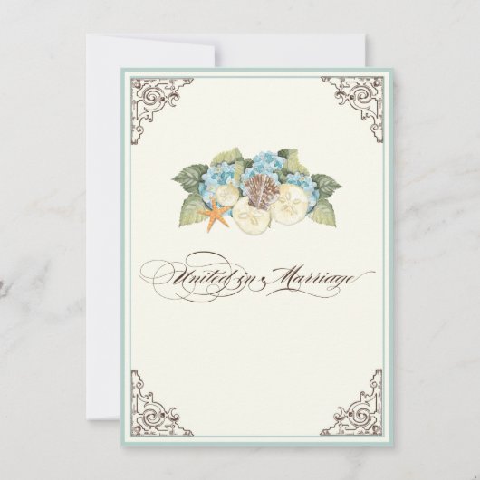 Bloemen Hydrangea Bloem Seashell Swirls Beach Kaart (Achterkant)