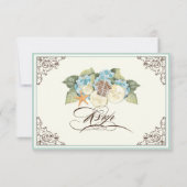 Bloemen Hydrangea Bloem Seashell Swirls Beach RSVP Kaartje (Achterkant)