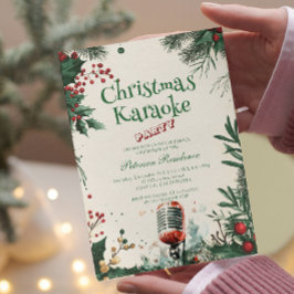 Bloemen I Microfoon Kerst Karaoke Party Kaart