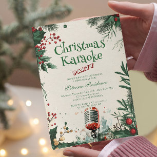 Bloemen I Microfoon Kerst Karaoke Party Kaart