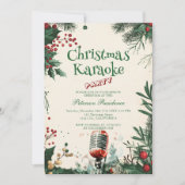 Bloemen I Microfoon Kerst Karaoke Party Kaart (Voorkant)