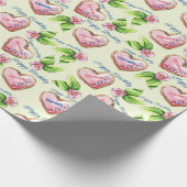 Bloemen & Iced Cookies Naam toevoegen Verjaardags  Cadeaupapier (Hoek)