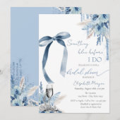 Bloemen Iets Blauw Bow Glitter Druppelt Parels Kaart (Voorkant / Achterkant)